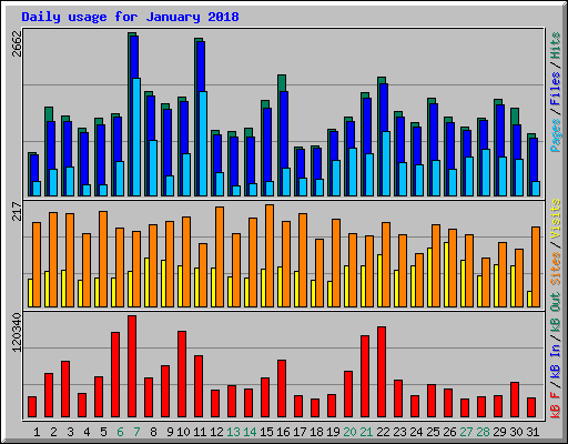 Daily usage for January 2018