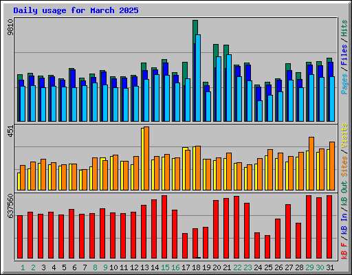 Daily usage for March 2025
