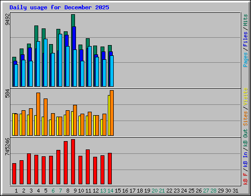 Daily usage for December 2025